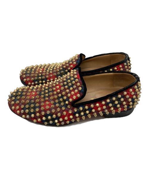Christian Louboutin（クリスチャン・ルブタン）Christian Louboutin (クリスチャン・ルブタン) スパイクスタッズローファー レッド サイズ:40 1/2の古着・服飾アイテム