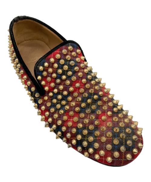 Christian Louboutin（クリスチャン・ルブタン）Christian Louboutin (クリスチャン・ルブタン) スパイクスタッズローファー レッド サイズ:40 1/2の古着・服飾アイテム