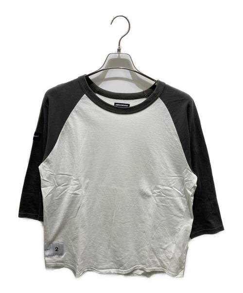 DESCENDANT（ディセンダント）DESCENDANT (ディセンダント) ラグランTシャツ ホワイト×グリーン サイズ:2の古着・服飾アイテム