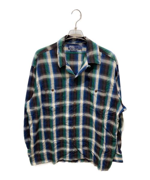 RALPH LAUREN（ラルフローレン）RALPH LAUREN (ラルフローレン) レーヨンチェックシャツ グリーン サイズ:XLの古着・服飾アイテム