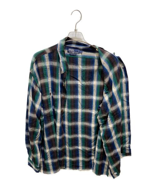 RALPH LAUREN（ラルフローレン）RALPH LAUREN (ラルフローレン) レーヨンチェックシャツ グリーン サイズ:XLの古着・服飾アイテム