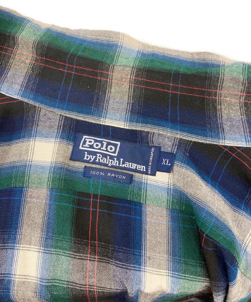 RALPH LAUREN（ラルフローレン）RALPH LAUREN (ラルフローレン) レーヨンチェックシャツ グリーン サイズ:XLの古着・服飾アイテム