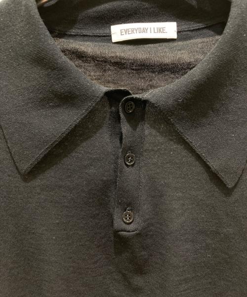 EVERYDAY I LIKE.（エヴリデイ アイ ライク）EVERYDAY I LIKE. (エヴリデイ アイ ライク) ニットポロシャツ ブラック サイズ:記載無しの為実寸参照の古着・服飾アイテム