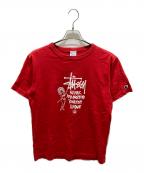 stussy×Championステューシー×チャンピオン）の古着「半袖Tシャツ」｜レッド