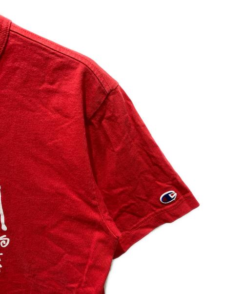 stussy（ステューシー）stussy (ステューシー) Champion (チャンピオン) 半袖Tシャツ レッド サイズ:Mの古着・服飾アイテム