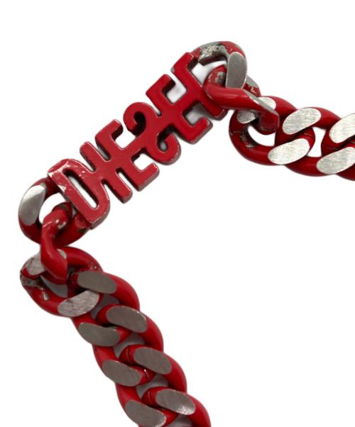 DIESEL（ディーゼル）DIESEL (ディーゼル) チェーンブレスレット レッドの古着・服飾アイテム