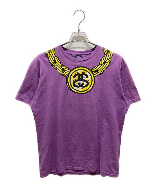 stussy（ステューシー）stussy (ステューシー) プリントTシャツ パープル サイズ:XLの古着・服飾アイテム