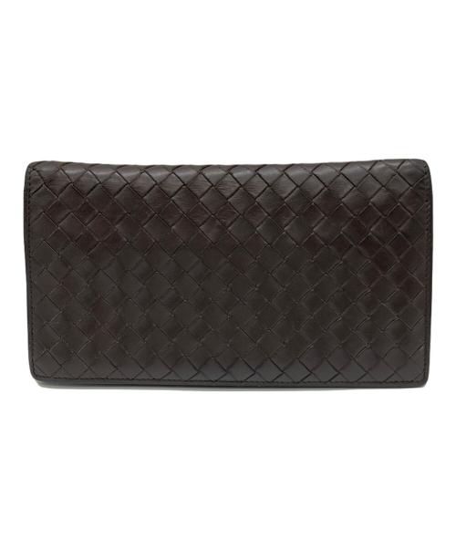 BOTTEGA VENETA（ボッテガベネタ）BOTTEGA VENETA (ボッテガベネタ) イントレチャートロングウォレット ブラウンの古着・服飾アイテム