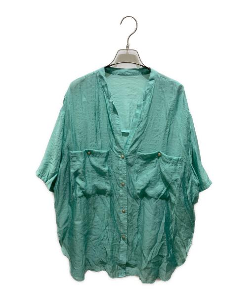 COLLAGE GALLARDAGALANTE（コラージュ ガリャルダガランテ）COLLAGE GALLARDAGALANTE (コラージュ ガリャルダガランテ) 半袖2WAYヴィンテージライクシアー シャツ ブルー サイズ:Fの古着・服飾アイテム