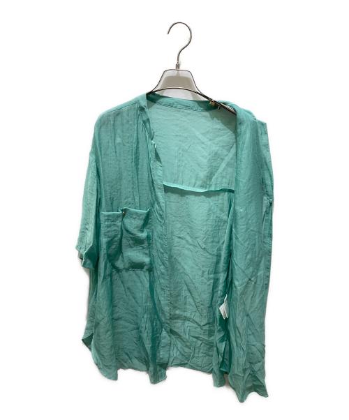 COLLAGE GALLARDAGALANTE（コラージュ ガリャルダガランテ）COLLAGE GALLARDAGALANTE (コラージュ ガリャルダガランテ) 半袖2WAYヴィンテージライクシアー シャツ ブルー サイズ:Fの古着・服飾アイテム