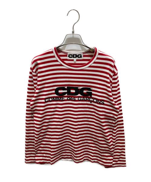 CDG（シーディージー）CDG (シーディージー) ボーダーカットソー レッド サイズ:Mの古着・服飾アイテム