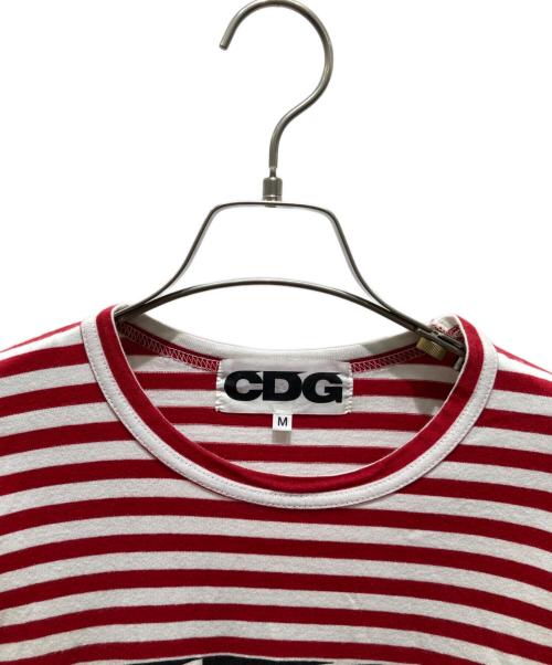 CDG（シーディージー）CDG (シーディージー) ボーダーカットソー レッド サイズ:Mの古着・服飾アイテム