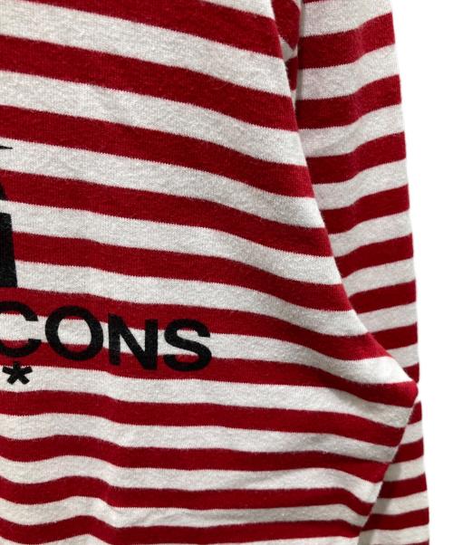 CDG（シーディージー）CDG (シーディージー) ボーダーカットソー レッド サイズ:Mの古着・服飾アイテム