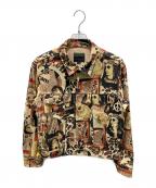 FICCEフィッチェ）の古着「総柄トラッカージャケット」｜ブラック×ブラウン