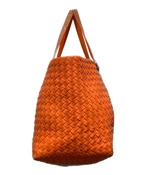 BOTTEGA VENETA（ボッテガベネタ）BOTTEGA VENETA (ボッテガベネタ) イントレチャートパイソン切替トートバッグ オレンジの古着・服飾アイテム