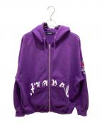 X-LARGEエクストララージ）の古着「ジップパーカーオールドイングリッシュロゴ ジップフーデッドスウェットシャツ」｜パープル