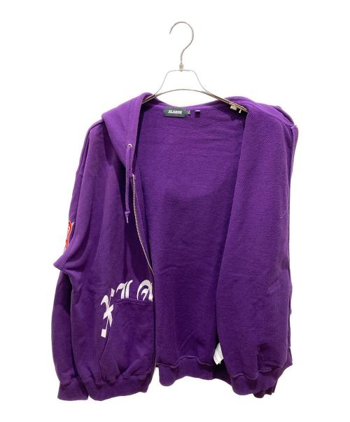 X-LARGE（エクストララージ）X-LARGE (エクストララージ) ジップパーカーオールドイングリッシュロゴ ジップフーデッドスウェットシャツ パープル サイズ:XLの古着・服飾アイテム