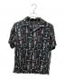 Thee Hysteric XXX（ジィ ヒステリックトリプルエックス）の古着「THE FUZZ総柄 半袖オープンカラーシャツ」｜ブラック