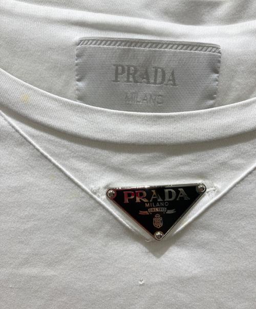 PRADA（プラダ）PRADA (プラダ) トライアングルプレート コットン Tシャツ ホワイト サイズ:XXLの古着・服飾アイテム