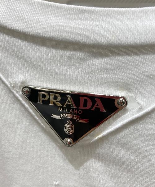 PRADA（プラダ）PRADA (プラダ) トライアングルプレート コットン Tシャツ ホワイト サイズ:XXLの古着・服飾アイテム