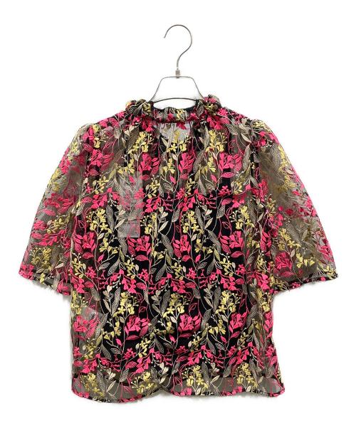 GRACE CONTINENTAL（（グレースコンチネンタル）GRACE CONTINENTAL (（グレースコンチネンタル) リーフ刺繍スタンドTOP ピンク サイズ:36の古着・服飾アイテム