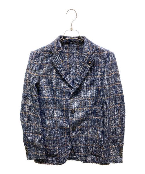 LARDINI（ラルディーニ）LARDINI (ラルディーニ) 3B TWEED CHECK JACKET ネイビー サイズ:46の古着・服飾アイテム