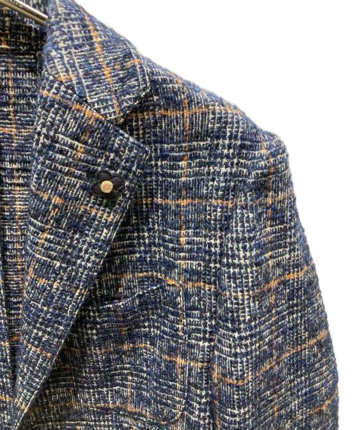LARDINI（ラルディーニ）LARDINI (ラルディーニ) 3B TWEED CHECK JACKET ネイビー サイズ:46の古着・服飾アイテム