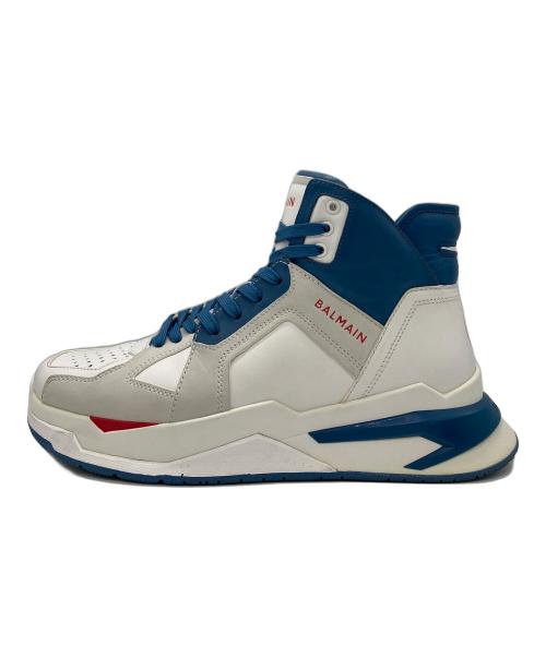 BALMAIN（バルマン）BALMAIN (バルマン) ハイカットスニーカー ブルー×ホワイト サイズ:43の古着・服飾アイテム