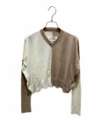 MM6 Maison Margielaエムエムシックスメゾンマルジェラ）の古着「Vネックニット」｜ベージュ×ホワイト