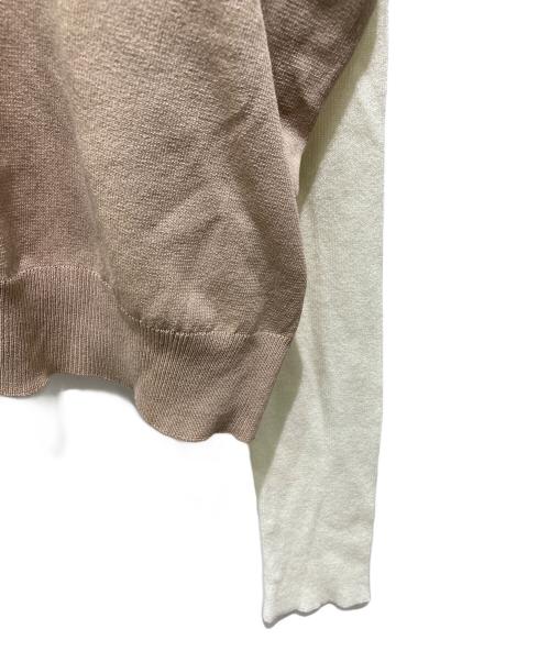 MM6 Maison Margiela（エムエムシックスメゾンマルジェラ）MM6 Maison Margiela (エムエムシックスメゾンマルジェラ) Vネックニット ベージュ×ホワイト サイズ:Mの古着・服飾アイテム