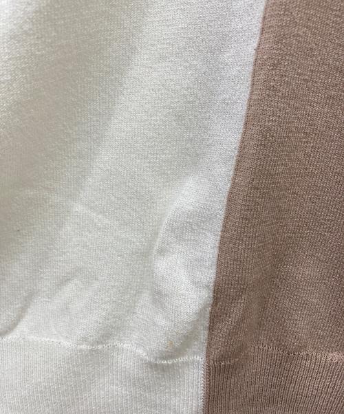 MM6 Maison Margiela（エムエムシックスメゾンマルジェラ）MM6 Maison Margiela (エムエムシックスメゾンマルジェラ) Vネックニット ベージュ×ホワイト サイズ:Mの古着・服飾アイテム