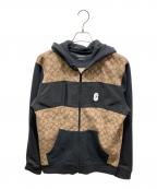 COACHコーチ）の古着「SIGNATURE FULL ZIP HOODIE」｜ブラック×ベージュ