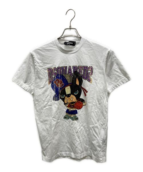DSQUARED2（ディースクエアード）DSQUARED2 (ディースクエアード) プリントTシャツ ホワイト サイズ:Sの古着・服飾アイテム