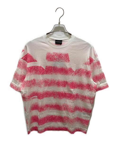 EMPORIO ARMANI（エンポリオアルマーニ）EMPORIO ARMANI (エンポリオアルマーニ) カットソー レッド×ホワイト サイズ:Lの古着・服飾アイテム