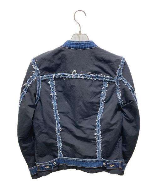 DIESEL（ディーゼル）DIESEL (ディーゼル) シングルライダースジャケット ブラック×インディゴ サイズ:Sの古着・服飾アイテム