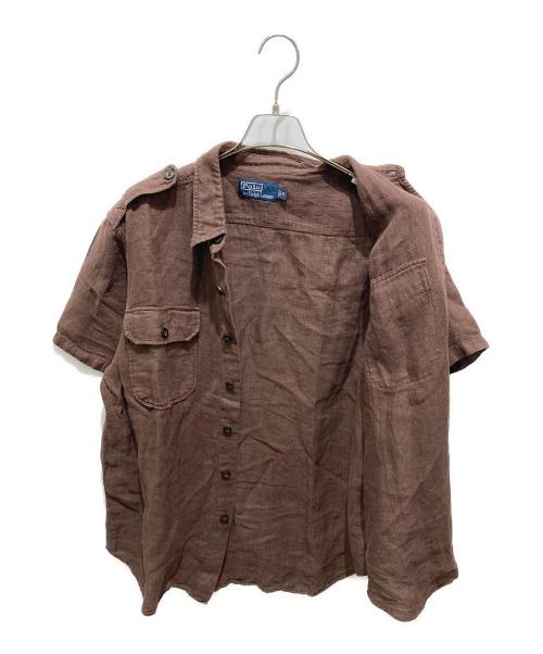 POLO RALPH LAUREN（ポロ・ラルフローレン）POLO RALPH LAUREN (ポロ・ラルフローレン) S/Sリネンシャツ ブラウン サイズ:Mの古着・服飾アイテム