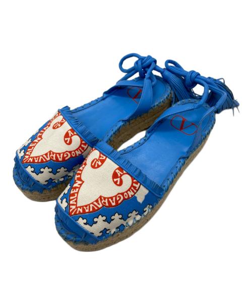 VALENTINO（ヴァレンティノ）VALENTINO (ヴァレンティノ) ウェッジソールサンダル ブルー サイズ:35の古着・服飾アイテム