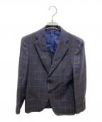 TAGLIATORE×Brilla per il gustoタリアトーレ×ブリッラ ペル イルグースト）の古着「タータンチェックシルクリネンテーラードジャケット」｜ネイビー