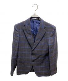 TAGLIATORE×Brilla per il gusto（タリアトーレ×ブリッラ ペル イルグースト）の古着「タータンチェックシルクリネンテーラードジャケット」｜ネイビー