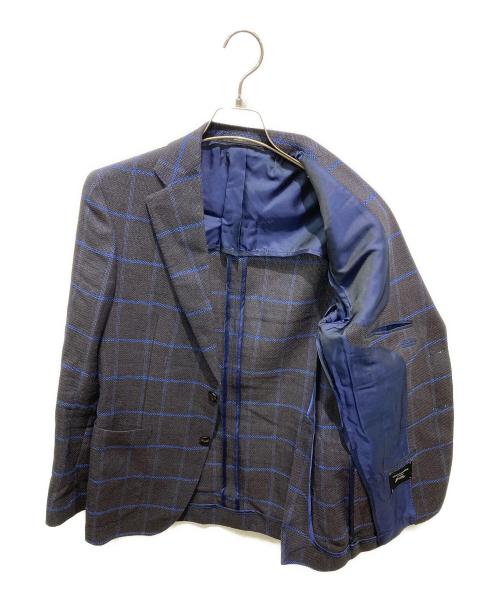 TAGLIATORE（タリアトーレ）TAGLIATORE (タリアトーレ) Brilla per il gusto (ブリッラ ペル イルグースト) タータンチェックシルクリネンテーラードジャケット ネイビー サイズ:44の古着・服飾アイテム
