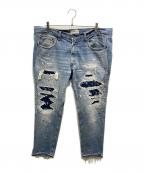 INNOCENCENYCイノセンスニューヨーク）の古着「Stitch Paint Denim Pants」｜ブルー