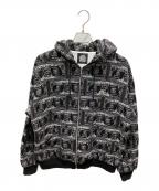 THE BLACK EYE PATCHブラックアイパッチ）の古着「DOLLAR BILL COVERED ZIP HOODIE」｜ブラック