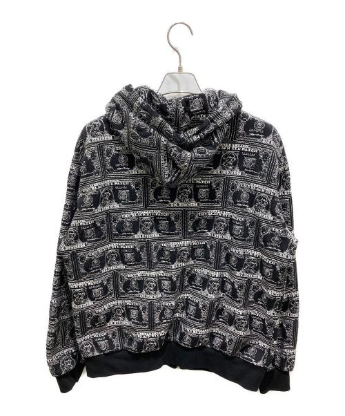 THE BLACK EYE PATCH（ブラックアイパッチ）THE BLACK EYE PATCH (ブラックアイパッチ) DOLLAR BILL COVERED ZIP HOODIE ブラック サイズ:Lの古着・服飾アイテム