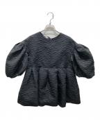 Blueleaブルレア）の古着「Silky Jacquard Blouse」｜ブラック