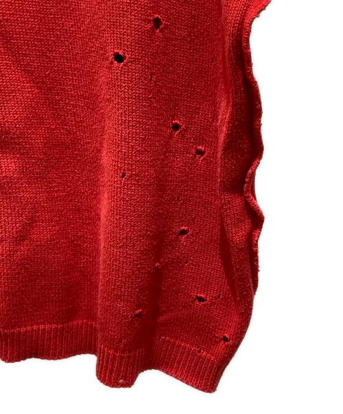 MISBHV（ミスビヘイブ）MISBHV (ミスビヘイブ) YANKEE Destroyed Sweater レッド サイズ:Sの古着・服飾アイテム