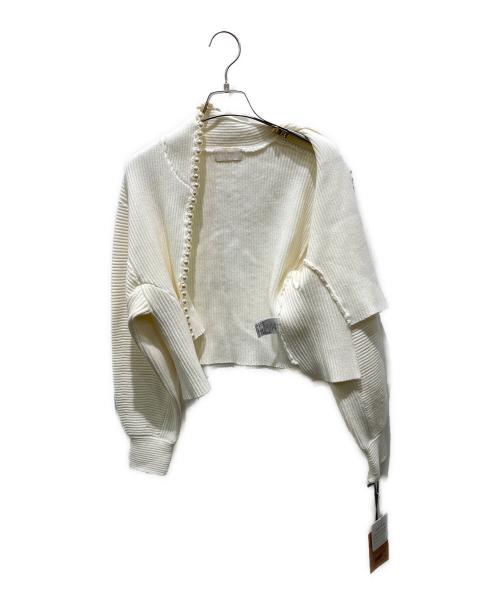 eimy istoire（エイミーイストワール）eimy istoire (エイミーイストワール) パールデザインカラーニットカーディガン ホワイト サイズ:Fの古着・服飾アイテム