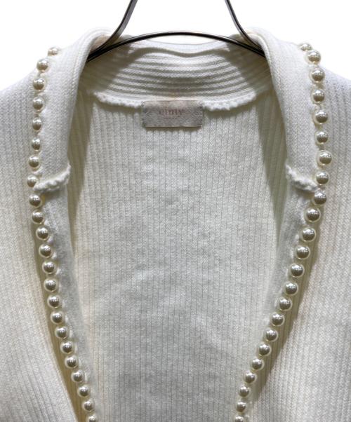eimy istoire（エイミーイストワール）eimy istoire (エイミーイストワール) パールデザインカラーニットカーディガン ホワイト サイズ:Fの古着・服飾アイテム