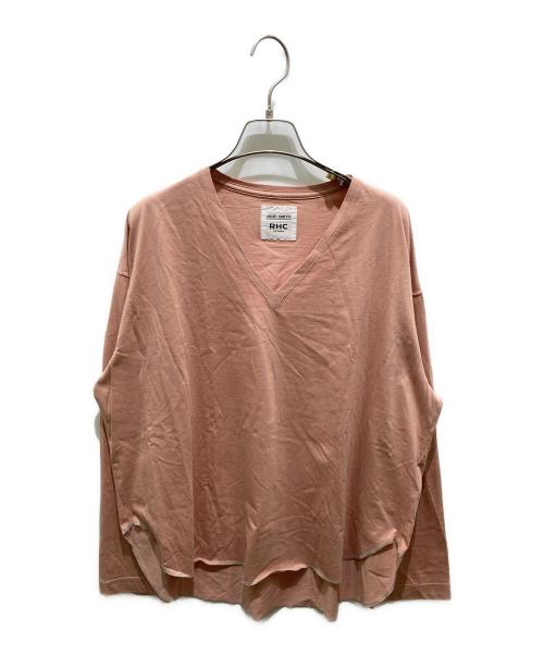 JANE SMITH（ジェーンスミス）JANE SMITH (ジェーンスミス) RHC Ron Herman (アールエイチシー ロンハーマン) シルクブレンドVネックカットソー ピンク サイズ:onesizeの古着・服飾アイテム