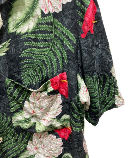 GUCCI（グッチ）GUCCI (グッチ) シルク混ハワイアンプリントボウリング半袖シャツ ブラック×グリーン サイズ:48の古着・服飾アイテム