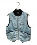 stussyステューシー）の古着「WASHED CANVAS PRIMALOFT VEST」｜インディゴ